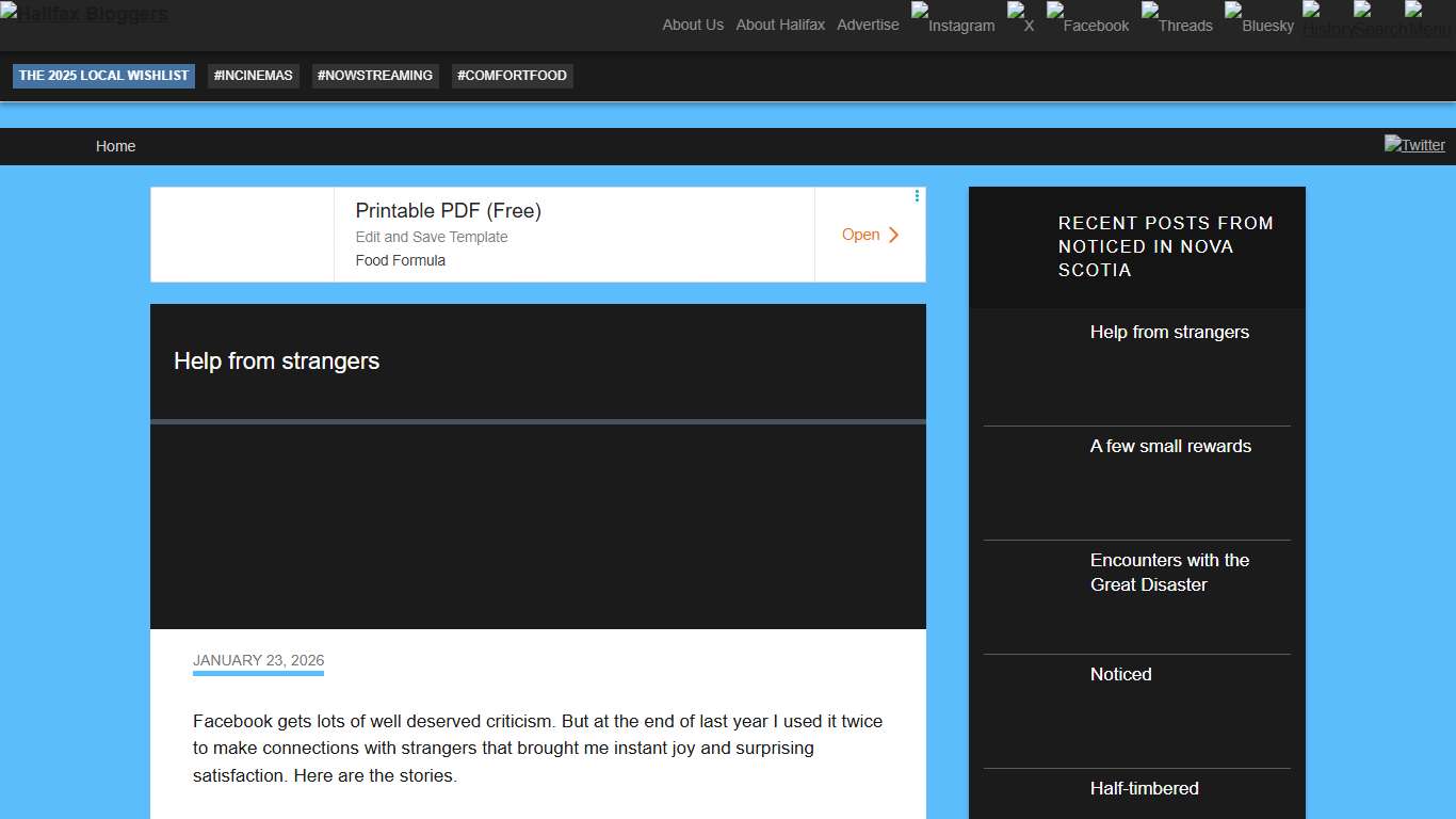 Help from strangers Noticed in Nova Scotia